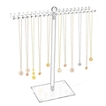 Clear acrylic necklace holder stand with bilateral hooks for jewelry organization - 1-Tier Double Hook Necklace Stand
