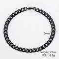 Dettaglio del bracciale a catena cubana nera da 6mm con lunghezza 21cm e chiusura a moschettone - 6mm/21cm / Nero