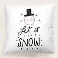 Funda de cojín navideña de muñeco de nieve con estampado 'Let it SNOW' en tela blanca - Muñeco de nieve "Let it Snow" (32) / 45x45 cm