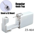 Einweg-Ohrlochpistole mit 4mm herzförmigem 316L Stahlstecker und Zirkonia-Stein - Silber 4mm Zirkonia Herz