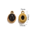 Golden stainless steel oval charm with black natural stone inlay for DIY jewelry - Small Black