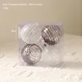 Set di 4 palline di Natale a strisce trasparenti caffè e bianche, decorazioni da 8cm - 369-11 (8cm 4 pezzi-Bianco Trasparente+Caffè)