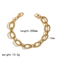 Hip hop 18k gold plated chunky twist chain bracelet with mixed oval rings for men and women - Gold (TB5184-G)