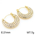 Golden U-shaped stainless steel earrings with sparkling crystal pavé, 21mm size - Style A Gold Pave Zirconia Crescent Shape (KE113759-KFC) / Gold