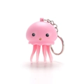 Porte-clés méduse rose mignon avec visage de dessin animé et anneau en métal argenté - Rose