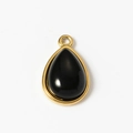 Teardrop pendant with black stone and gold stainless steel base for DIY jewelry making - Large / 8# Black