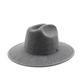 Detailed top view of a dark grey wool fedora hat featuring a classic grosgrain ribbon trim - M (56-58cm) / Light Heather Grey