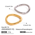 Irregular wavy stainless steel rings in gold and silver finish for women, 0.3cm width - US 8