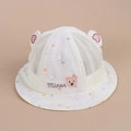Close-up of baby sun hat with breathable mesh, cute bear ears, and Minor embroidery - 44cm / Yellow