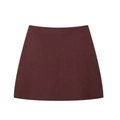 Minigonna minimalista in maglia bordeaux con trama raffinata e silhouette a trapezio - Taglia S / Pantaloni e gonne / Marrone castano