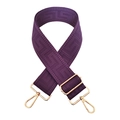 Detail of dark purple adjustable bag strap with 360-degree rotating gold metal buckles - Deep purple