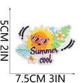 Detailed size view of Summer Cool embroidered patch with flamingo and sun embroidery - Summer Cool Sun