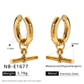 Detaillierte Größenangaben für wasserfeste, hypoallergene goldene T-Balken-Edelstahlohrringe - Einfarbiger Goldener Stil (NB-E1677)