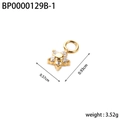 Detail view of flower pendant with zircon inlay showing dimensions 0.93cm and 0.57cm - BP0000129B1-Gold White Stone Small Flower