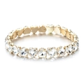 Detail of heart-shaped zircon stones in gold-plated three-prong settings on the bracelet - Clear White