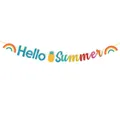 Funkelndes goldenes Hello Summer Banner mit Ananas und Regenbogen für die Sommerparty - Hello Summer Buchstaben Banner (J-0105-1)