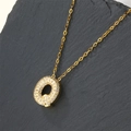 Gold plated necklace featuring letter Q pendant with sparkling zircon stones - Letter Q (Pendant Only)