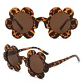 Floral tortoise shell sunglasses with round dark lenses and flower petal frames - C20-Tortoiseshell Frame Tea Lens