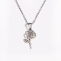 Minimalist silver stainless steel necklace with delicate hollow rose flower pendant - June Steel