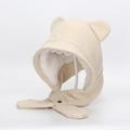 Winter beige Baby Bärenohren Mütze mit dickem Cord-Nackenwärmer und Fleece-Futter - 52CM(2-4 Jahre) / Beigefarbener Bärenohren Integrierter Knopfstil (B3)