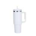 White 40oz stainless steel insulated tumbler with ergonomic handle and straw - 40oz / Pure White