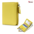 Cartera fina de cuero amarillo con protección RFID y bolsillo con cremallera para monedas - Amarillo Limón