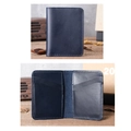 Handmade navy blue genuine leather card holder with slim fold and multiple slots - No Logo Style / Royal Blue No Logo