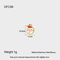 Detail view of Santa Claus charm with size specs 15.5x11mm in gold stainless steel - Santa Claus Face DFC99