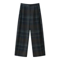Pantaloni casual da donna a quadri con classico motivo scozzese blu e verde intenso - S / Pants