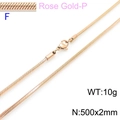 500x2mm rose gold stainless steel snake chain necklace with lobster clasp 10g - Rose Gold 500x2mm(KN203618-Z)