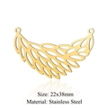 Detailed view of gold wing pendant with 22x38mm size specs and stainless steel texture - Gold Large Wing (22x38mm) / 5 Pcs/Pack