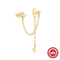 Gold plated S925 sterling silver star chain earrings featuring white cubic zirconia accents - 925 Silver / Gold #1