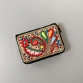 Bohemian black zip wallet with colorful bead embroidery and paisley floral patterns - No.32 (Paisley Pattern)