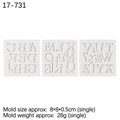 Set di 3 stampi in silicone bianco con lettere e fiori per decorazione torte 8x8cm - Stile 1# Set da 3 pezzi (17-731) / Grigio