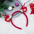 Christmas reindeer antler headband with red plush fabric, berries and festive decorations - 21# Red Antlers with White Lamb Wool