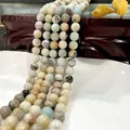 Natural Amazonite round beads strand with mixed teal, white and grey stone textures - Natural Amazon Stone 52 / 6mm / Approx 63pcs
