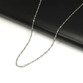 Silver stainless steel bead and cylinder chain necklace on black leather background - Stainless Steel Bamboo Chain 60cm