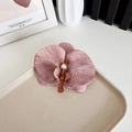 French style dusty rose orchid hair clip featuring a delicate central white pearl detail - Pink and Coffee