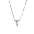 Collana d'argento con ciondolo a lettera T, cristalli lucidi e placcatura oro 18K - Colore Acciaio-Lettera T