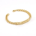Pulsera de cadena cubana clásica chapada en oro de 18 quilates con barra decorativa - Oro de 18K / Dorado