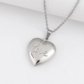 Silver stainless steel heart locket necklace with love engraving in studio lighting - love Heart 19x23/Steel