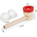 Detailed dimensions of the wooden floating blow pipe toy with white foam balls - Red Blowing Ball