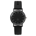 Minimalist black silicone strap quartz watch with round dial and Arabic numerals - Black