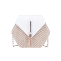 Gevlochten strooien crossbodytas met wit lederen klep en gouden kwastje voor dames - Wit