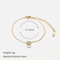 Elegant gold-plated stainless steel leaf bracelet with blue clover charm for women - Light Blue Zirconia