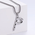 Macro shot of silver letter P pendant with hammered texture on a stainless steel box chain - Letter P (Pendant Only)