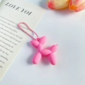 Pink matte balloon dog keychain charm with matching bead chain for bags and keys - Matte Dark Pink
