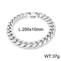 Men's 10mm silver stainless steel Cuban link bracelet with 200mm length and rectangular clasp - 10mm / Steel