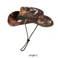 Unisex outdoor jungle camouflage sun hat in Jungle Color C with adjustable chin strap - One Size (56-58cm) / Jungle C