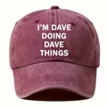 Individuelle I'M DAVE DOING DAVE THINGS Baseballkappe aus gewaschener Baumwolle burgunder - Einheitsgröße / Burgunderrot